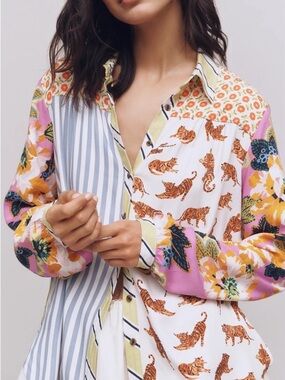Anthropologie The Paz Button down Shirt by Maeve Size Small